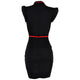 Fashion Round Neck Ruffle Design Knee Length Dress #Black #Ruffle #Round Neck SA-BLL36223-1 Fashion Dresses and Midi Dress by Sexy Affordable Clothing