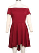 Sexy Elegant Women Party Dress Off Shoulder Burgundy Skater Dress Vestidos de Festa