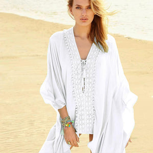Light Mint Crochet Applique Tassel Tie Beach Kaftan  SA-BLL38220-1 Sexy Swimwear and Cover-Ups & Beach Dresses by Sexy Affordable Clothing
