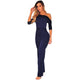 Navy Blue Off Shoulder Belted Palazzo Jumpsuit #Jumpsuit #Navy Blue SA-BLL55371-3 Women's Clothes and Jumpsuits & Rompers by Sexy Affordable Clothing