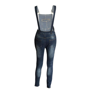 Washing Out Ripped Denim Bib Pants with Beads #Jumpsuit #Sling SA-BLL55430 Women's Clothes and Jumpsuits & Rompers by Sexy Affordable Clothing