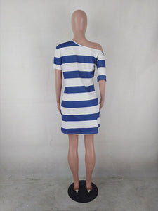 White and Blue Striped Casual Dress #Stripes SA-BLL282716 Sexy Clubwear and Club Dresses by Sexy Affordable Clothing
