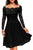 Black Long Sleeve Floral Lace Boat Neck Cocktail Swing Dress #Black SA-BLL36155-4 Fashion Dresses and Skater & Vintage Dresses by Sexy Affordable Clothing