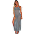 Solid Backless Bandage Cover Up Hollow Out Maxi Dress #Halter #Hollow Out #Bandage