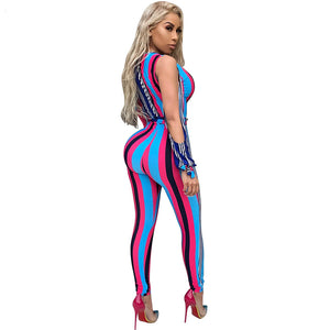 Deep V Print Lisa Jumpsuit (Blue Multi) #Jumpsuit #Stripe #Print SA-BLL55460-2 Women's Clothes and Jumpsuits & Rompers by Sexy Affordable Clothing