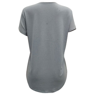 Womens Plus Size Ripped Cut Out Plain Short Sleeve T Shirt Grey #Grey SA-BLL493-3 Women's Clothes and Women's T-Shirts by Sexy Affordable Clothing