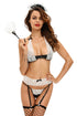 4pcs Wet Look French Maid Lingerie Costume