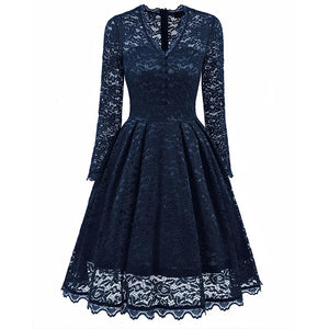 V-neck Lace Evening Dress #Dark Blue #Lace Dress SA-BLL36126-1 Fashion Dresses and Evening Dress by Sexy Affordable Clothing