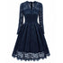 V-neck Lace Evening Dress #Dark Blue #Lace Dress