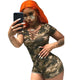 Camo Printed V-neck Short Playsuits #V-Neck #Printed #Camo SA-BLL55588 Women's Clothes and Jumpsuits & Rompers by Sexy Affordable Clothing