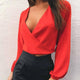 Two-Ways Wear Backless Knot Deep V-Neck Chiffon Blouse #Red #Blouse SA-BLL613-1 Women's Clothes and Blouses & Tops by Sexy Affordable Clothing