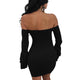 Black Off the Shoulder Ruffle Sleeve Mini Dress #Bodycon Dress #Mini Dress #Black SA-BLL2113-1 Fashion Dresses and Bodycon Dresses by Sexy Affordable Clothing