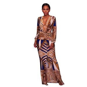 Dashiki V Neck Long Sleeve Evening Dress #Evening Dress SA-BLL5029-1 Fashion Dresses and Evening Dress by Sexy Affordable Clothing