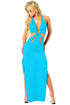 blue strapless maxi dress
