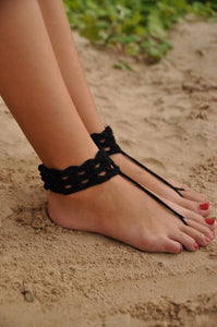 Black Anklet Crochet Barefoot Sandals  SA-BLL98007 Accessories and Sexy Anklets by Sexy Affordable Clothing