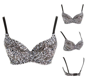 Handmade Sequin Bra Top Grey  SA-BLL3224-4 Sexy Lingerie and Bra and Bikini Sets by Sexy Affordable Clothing