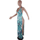 Printed Halter Sexy Long Gown #Halter #Print #Split SA-BLL51440 Sexy Lingerie and Gowns & Long Dresses by Sexy Affordable Clothing