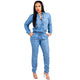 Fashion Motorsport Bandage Denim Jumpsuit #Long Sleeve #Denim #Bandage SA-BLL55607 Women's Clothes and Jumpsuits & Rompers by Sexy Affordable Clothing