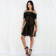 Off Shoulder Black Cover-Up Mesh Dress With Contrast Trim #Lace #Off Shoulder #Mesh SA-BLL282709 Sexy Lingerie and Babydoll by Sexy Affordable Clothing