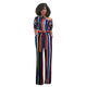 One Off Shoulder Print Colorful Striped Jumpsuit w/ Belt #One Shoulder #Striped SA-BLL55515-4 Women's Clothes and Jumpsuits & Rompers by Sexy Affordable Clothing