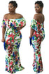Flowers Printed Sexy Dew Shoulder Maxi Dress