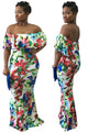 Flowers Printed Sexy Dew Shoulder Maxi Dress  SA-BLL51329 Fashion Dresses and Maxi Dresses by Sexy Affordable Clothing