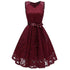 V-Neck Lace Sleeveless A-Line Evening Dress #Lace #Red #Sleeveless #V-Neck #A-Line