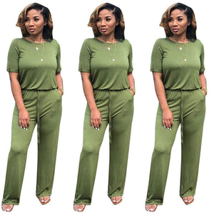 Short Sleeve Tie Jumpsuit #Short Sleeve SA-BLL55555-1 Women's Clothes and Jumpsuits & Rompers by Sexy Affordable Clothing