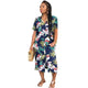 Short Sleeve Flower Printed V-Neck Shirt Dress #V Neck #Short Sleeve #Printed SA-BLL51493-2 Fashion Dresses and Maxi Dresses by Sexy Affordable Clothing