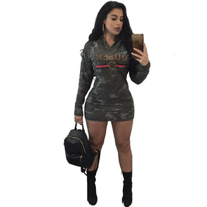 Noah Camo Print Hooded Sweatshirt Dress #Sweatshirt Dress SA-BLL2049 Fashion Dresses and Mini Dresses by Sexy Affordable Clothing