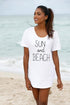 Sun and Beach Print Short Sleeve Dress