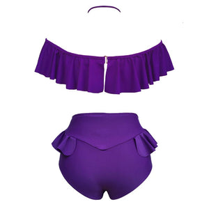 New Purple Off Shoulder Flounce Bikinis #Purple SA-BLL32612-1 Sexy Swimwear and Bikini Swimwear by Sexy Affordable Clothing