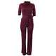 Sexy Women Half Sleeve Belt Solid Casual Jumpsuit #Blue SA-BLL55193-7 Women's Clothes and Jumpsuits & Rompers by Sexy Affordable Clothing