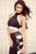 Black Two Tone 2-piece Crop Top Midi Skirt SetL  SA-BL2754 Sexy Clubwear and Skirt Sets by Sexy Affordable Clothing