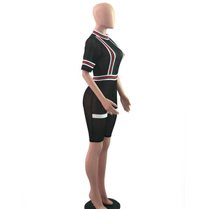 Sexy Black Mesh See Through Romper #Short Sleeve #Mesh SA-BLL8070 Women's Clothes and Jumpsuits & Rompers by Sexy Affordable Clothing