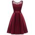 Lace Sleeveless Dovetail Bridesmaid Dress With Bow #Lace #Red #Vintage #A-Line #Slash Neck