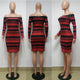 Off Shoulder Striped Print Dress  SA-BLL36088 Fashion Dresses and Midi Dress by Sexy Affordable Clothing