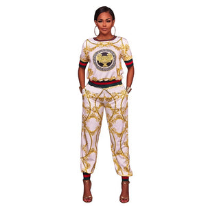 Gotti White Yellow Multi-Color Print Two Piece Jogger Set #White #Yellow #Pant Sets SA-BLL2029-1 Sexy Clubwear and Pant Sets by Sexy Affordable Clothing