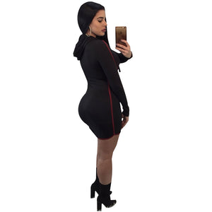 Hooded Collar Long Sleeve Mini Dress #Strapless #Hooded SA-BLL28219 Fashion Dresses and Mini Dresses by Sexy Affordable Clothing