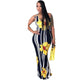 Casual U Neck Striped Floral Printed Floor Length Dress #V Neck #Sleeveless #Printed SA-BLL51183-4 Fashion Dresses and Maxi Dresses by Sexy Affordable Clothing