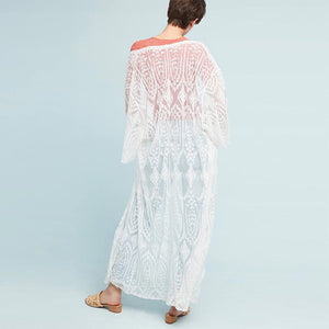 Lace Embroidered Beach Long Cardigan #Lace #Cardigan #Embroidered SA-BLL38565 Sexy Swimwear and Cover-Ups & Beach Dresses by Sexy Affordable Clothing
