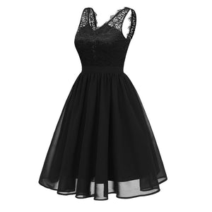 Lace Upper Backless Sleeveless Skater Dress #Lace #Black #Sleeveless #Zipper SA-BLL36208-4 Fashion Dresses and Midi Dress by Sexy Affordable Clothing