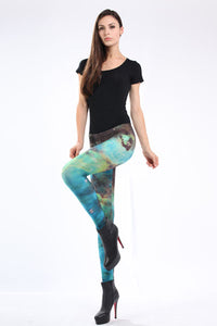 Form-fitting Blue Galaxy Leggings  SA-BLL8732 Leg Wear and Stockings and Galaxy Leggings by Sexy Affordable Clothing