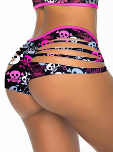 Stylish Skull PrintedScrunch Bottom  SA-BLL91290-3 Sexy Swimwear and Bikini Swimwear by Sexy Affordable Clothing