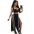 Sexy Women Double-breaste Sleeveless Crop Top And High Slit Pants #Sleeveless #Two Piece #Crop #Double-Breaste SA-BLL282467-1 Sexy Clubwear and Pant Sets by Sexy Affordable Clothing