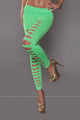 Women Fashion Solid Color Green Cut Out Punk Leggings  SA-BLL9639-3 Leg Wear and Stockings and Thin Leggings by Sexy Affordable Clothing