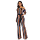 One Off Shoulder Print Colorful Striped Jumpsuits With Belt #One Shoulder #Striped SA-BLL55375-4 Women's Clothes and Jumpsuits & Rompers by Sexy Affordable Clothing