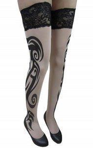 Tribal Inspired Tattoo Stockings  SA-BLL9071 Leg Wear and Stockings and Pantyhose and Stockings by Sexy Affordable Clothing