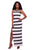 Leena Black & White Stripe Fitted long Dress with Side SplitSA-BLL51390 Fashion Dresses and Maxi Dresses by Sexy Affordable Clothing