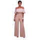 Clarisse Taupe Embroidery Ruffle Top Strapless Jumpsuit  SA-BLL55333-3 Women's Clothes and Jumpsuits & Rompers by Sexy Affordable Clothing